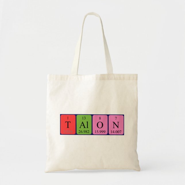 Talon nombre de tabla periódica de la bolsa (Frente)