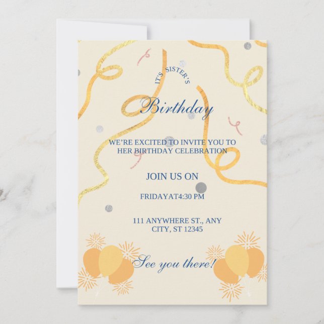 tamaño de invitación plana: 5" x 7" (Anverso)