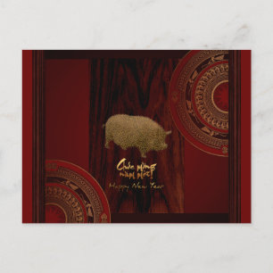 Tambores 2 de año de cerdo tarjeta postal vietnami