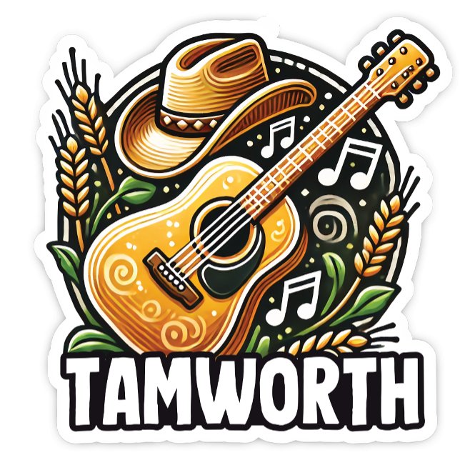 Tamworth, Pegatina de NSW Australia (Tamworth New South Wales, Australia. Country Music Festival, Golden Guitar Momento.)