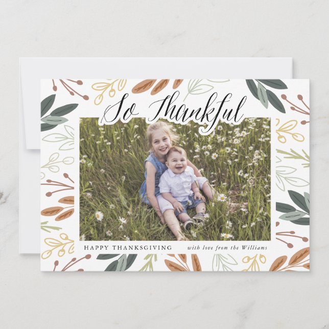 Tan agradecida tarjeta de fotos de Acción de Graci (Anverso)