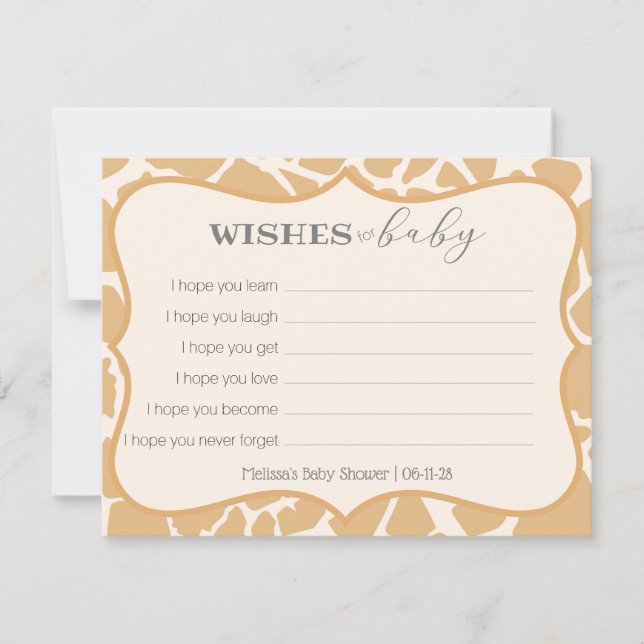 Tan Baby Giraffe desea al bebé (Anverso)