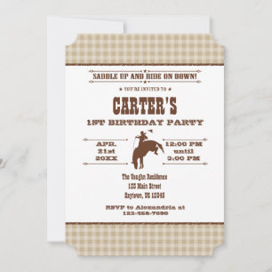 Tan Beige Invitación al cumpleaños de Cowboy Rodeo