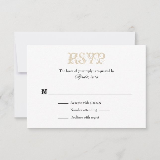Tan Beige Llanto Blanco Simple Boda Tarjetas RSVP (Anverso)