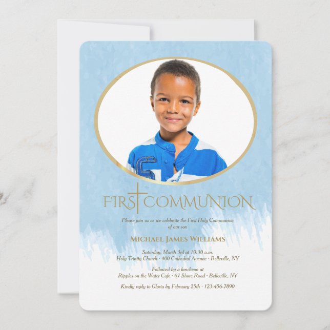 Tan bendecida foto invitación religiosa (Anverso)