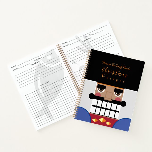 Tan Brown Nutcracker Navidades repite libro de coc (Interior)