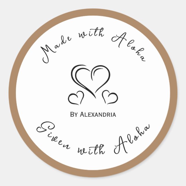 Tan casero hecho a mano hecho con aloha pegatina (Anverso)