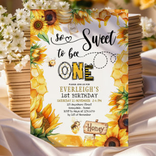 Tan dulce ser una invitación floral de primer cump