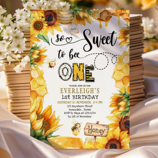Tan dulce ser una invitación floral de primer cump (Subido por el creador)