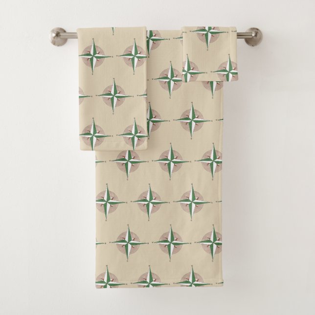 Tan Green Compass Print Camp Senderismo Naturaleza (In situ)