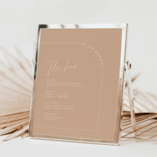 Tan Minimalista menú Boda de caligrafía