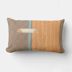 Tan, Naranja y Cojín decorativo Lumbar Azul