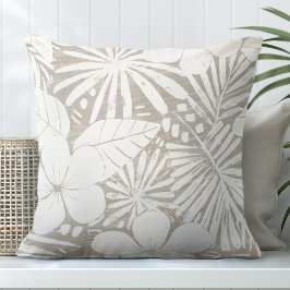 Tan neutral Cojín decorativo de hojas tropicales
