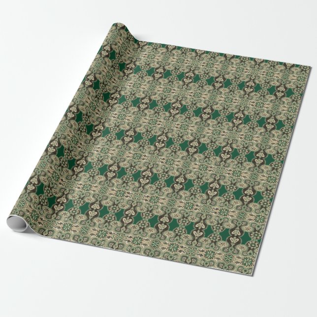 Tan opulento y papel de ajuste verde (Desenrollado)