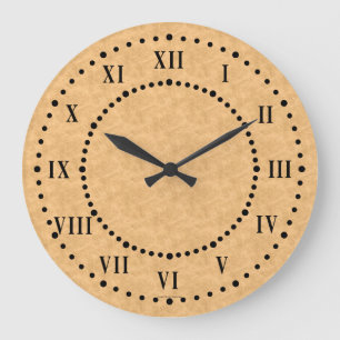 Tan Parchment Look Roman Numeral Reloj de pared