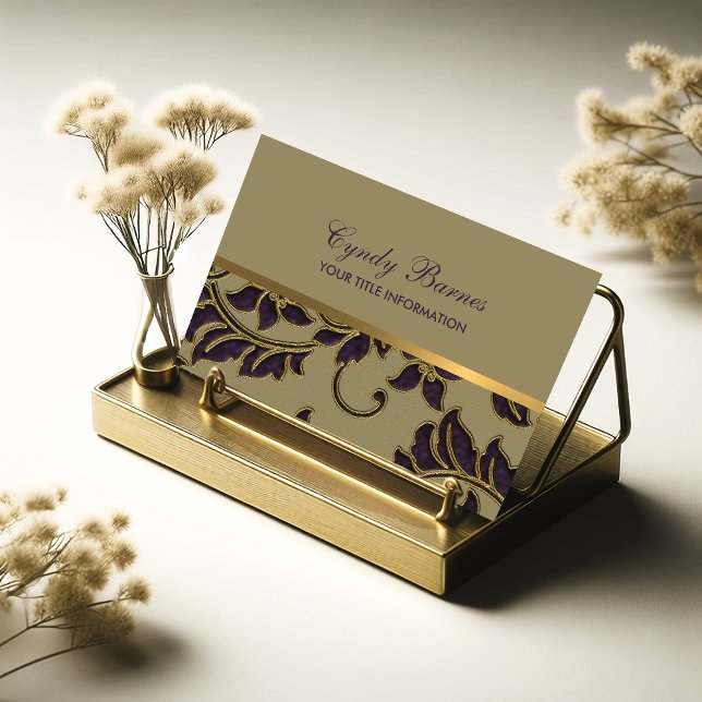 Tan Plum Gold Damask Tarjeta de presentación (Subido por el creador)