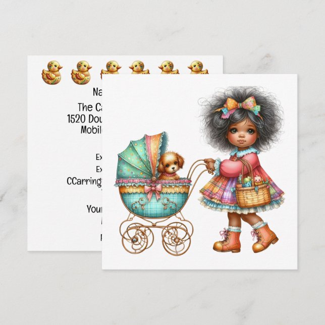 Tan preciosa invitación a un tema de Baby Buggy (Anverso / Reverso)
