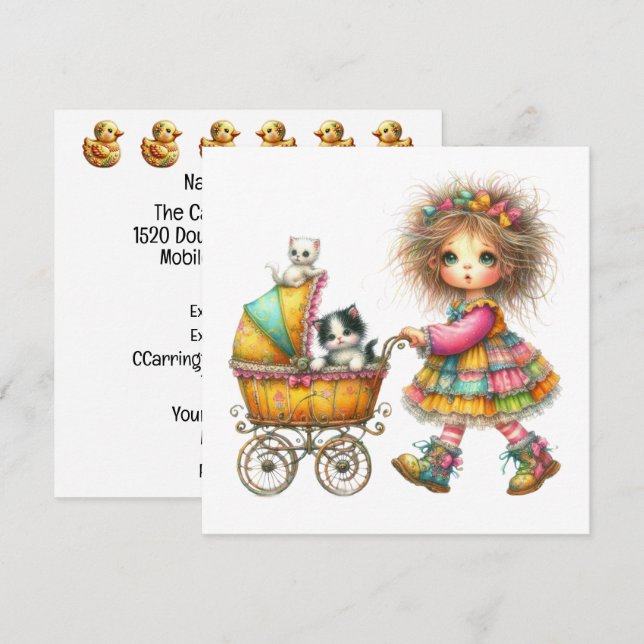 Tan preciosa invitación a un tema de Baby Buggy (Anverso / Reverso)