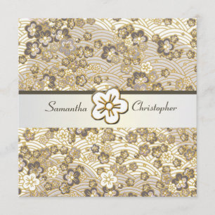 Tan Sakura Chirimen invitaciones a la boda