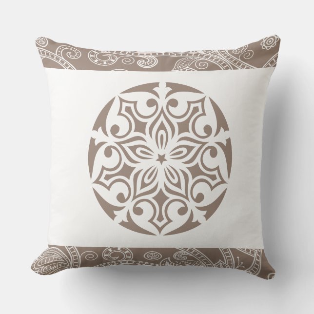 Tan TRIBAL CIRCLE Retro Cojín decorativo (Anverso)