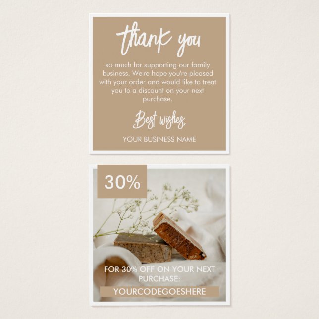 Tan White Photo & Promo Code Gracias (Anverso y reverso)