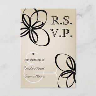 Tan y Black Modern Wedn RSVP con flores