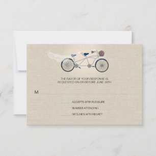 Tandem Dark Blue Bicycle Boda Faux Linen RSVP