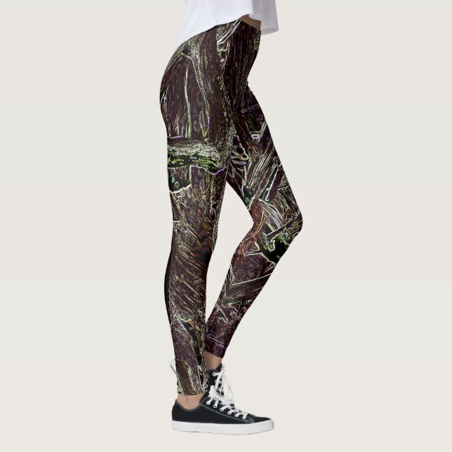 Tangled Branches Abstract 101  Green Leggings (Derecha)