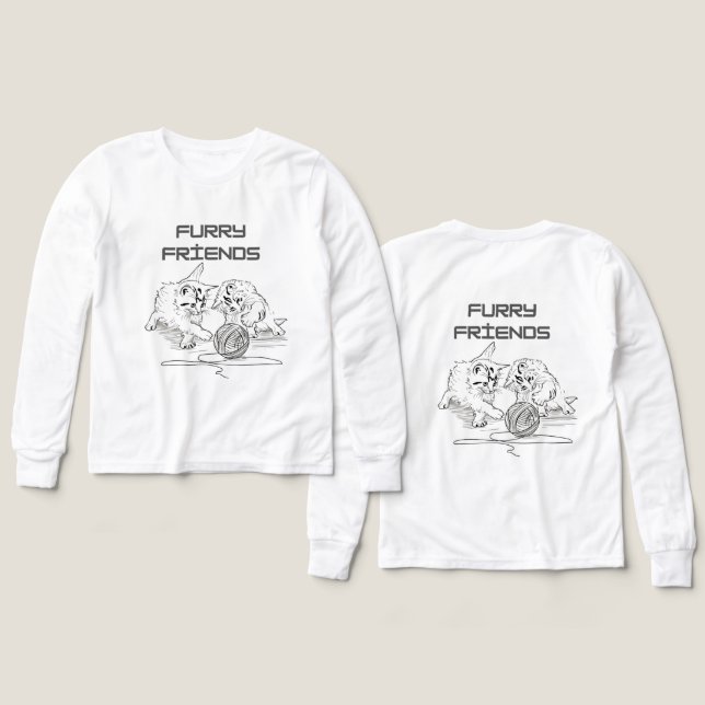 Tango de hilo juguetón — Dos gatitos en juego (Diseño frontal y trasero)