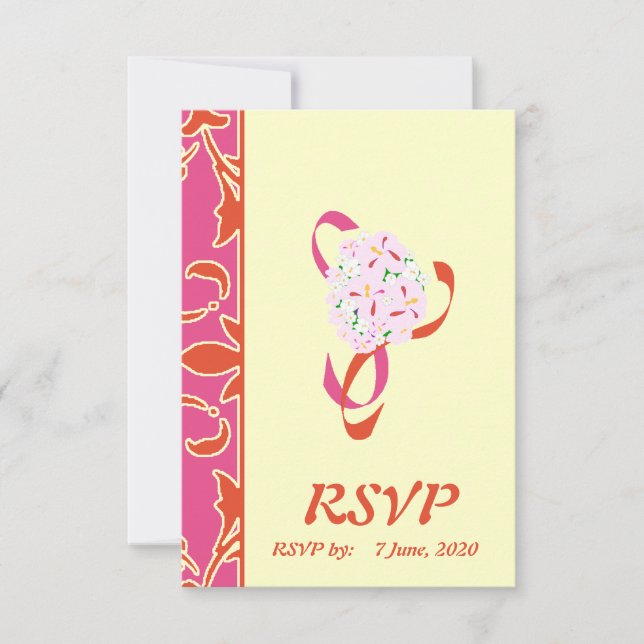 Tango de mandarina, rosa, tarjeta Boda RSVP (Anverso)