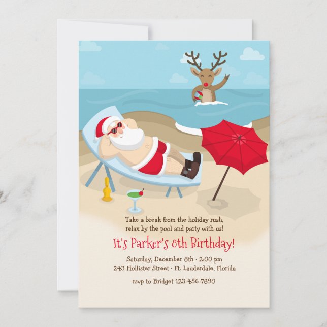 Tanning Santa Invitación (Anverso)