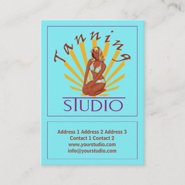Tanning Studio - Tarjeta de ubicación para negocio (Anverso)