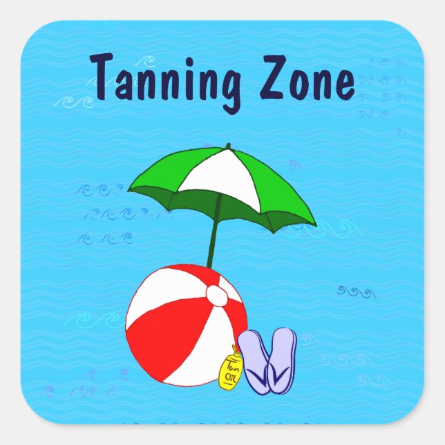 Tanning Zone Beach Ball Pool Pegatina de paraguas (Anverso)