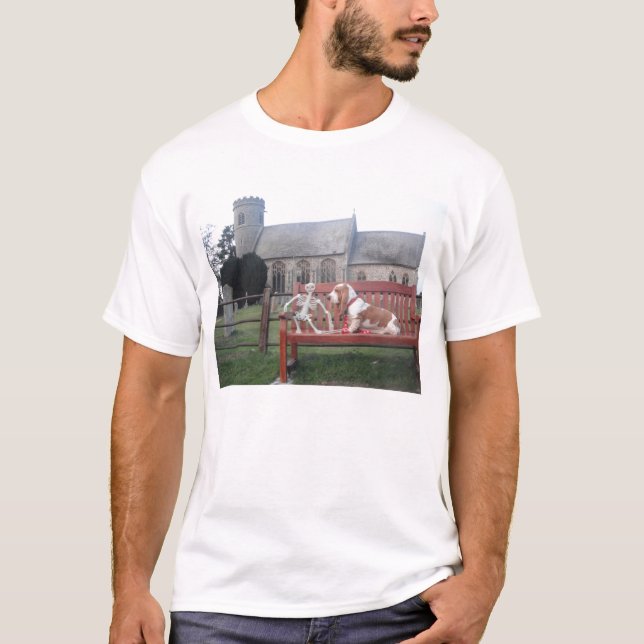 Tanque de camiseta Basset visitando al Sr. Bones (Anverso)