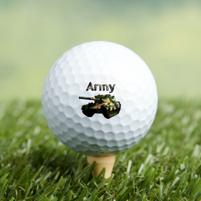 Tanque verde del ejército de Khaki, bolas de golf (Camiseta in situ)