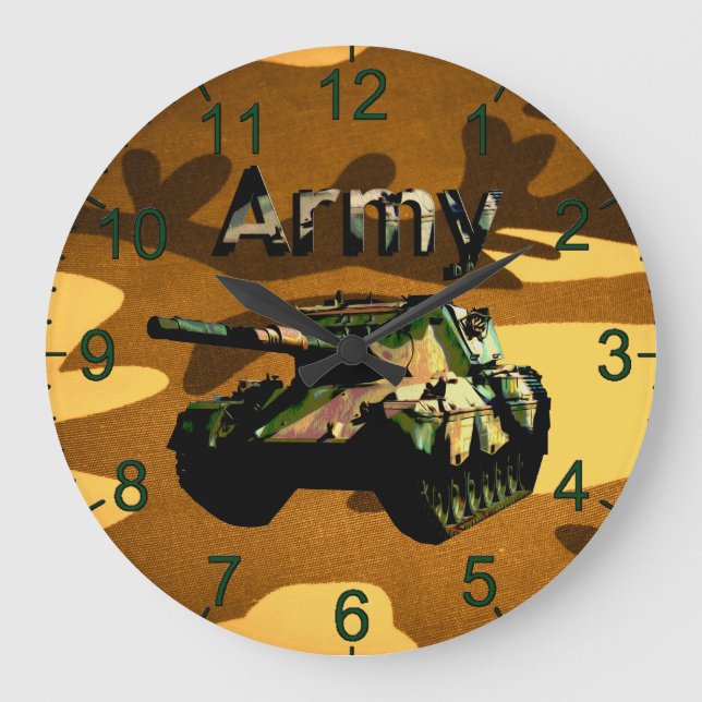 Tanque verde del ejército de Khaki, reloj de pared (Anverso)