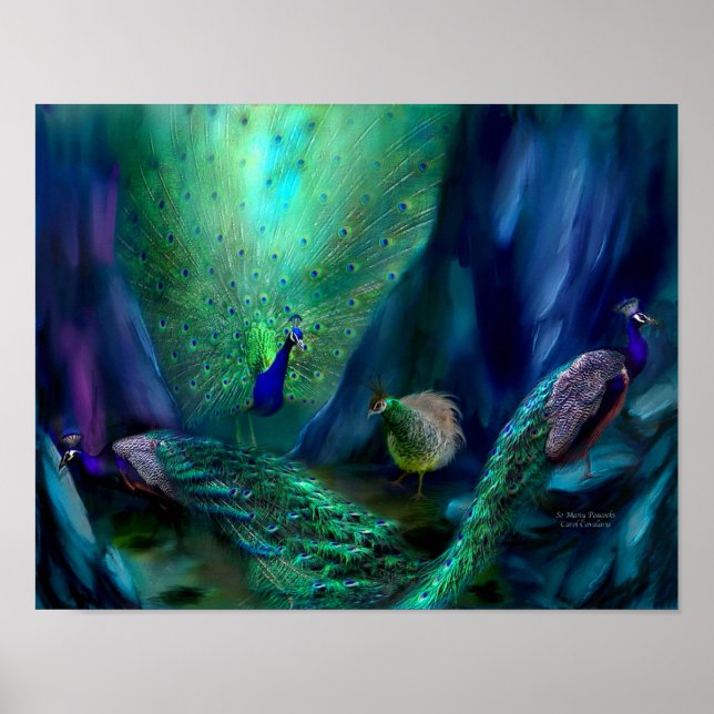 Tantos Posters de arte/imprenta de pavos reales (Frente)