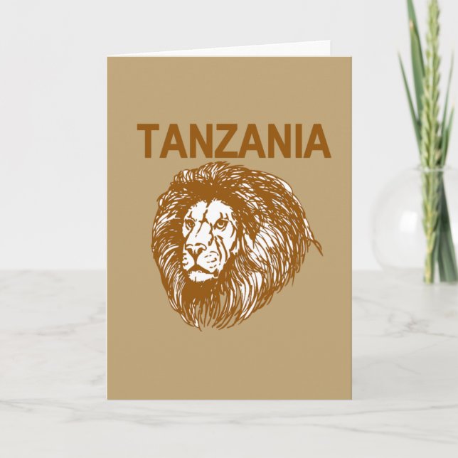 Tanzania con tarjeta de saludo de león (Anverso)