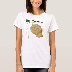 Tanzania Mapa + Bandera + Título Camiseta