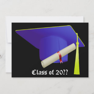 Tapa azul de invitación a graduación