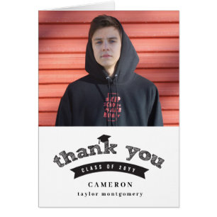 Tapa de Graduación de Boceto Negro Moderno Foto Gr