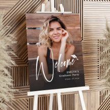 Tapa de graduación moderna con foto de bienvenida