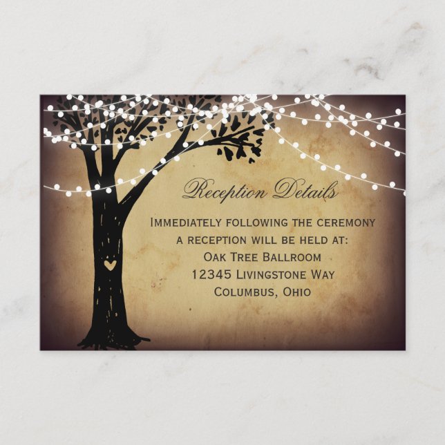 Tapa de recepción de casamiento de árbol rústico (Anverso)