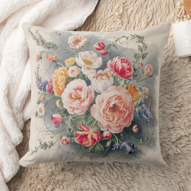 Tapa del Cojín decorativo de la elegancia floral b (Manta)