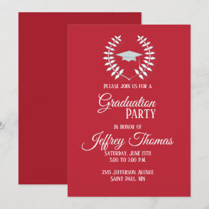 Tapa roja y hojas de cardenal Invitación de 5" x 7