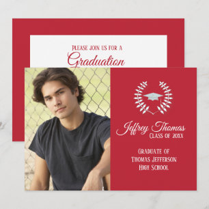 Tapa roja y hojas de cardenal Invitación de 5" x 7