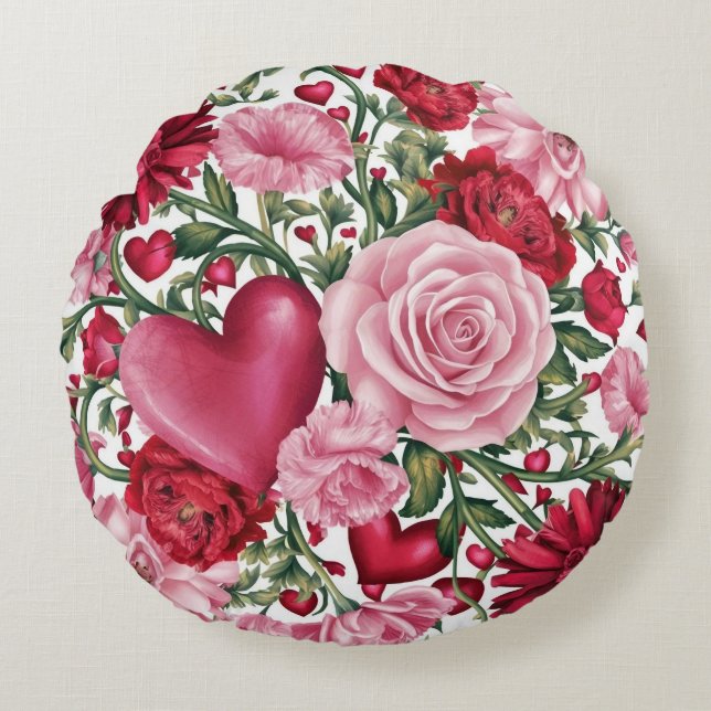 Tapa romántica de Cojín decorativo floral (Anverso)