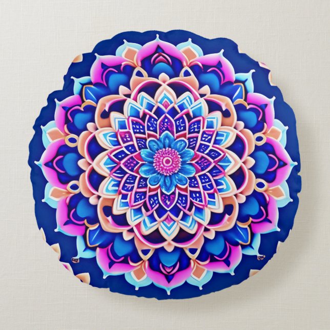 Tapa simétrica de almohada de Mandala Estilo Boho (Anverso)