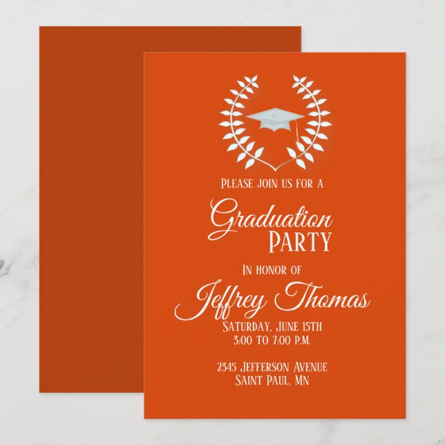 Tapa y hojas de naranja Invitación a granel de 5"  (Anverso / Reverso)