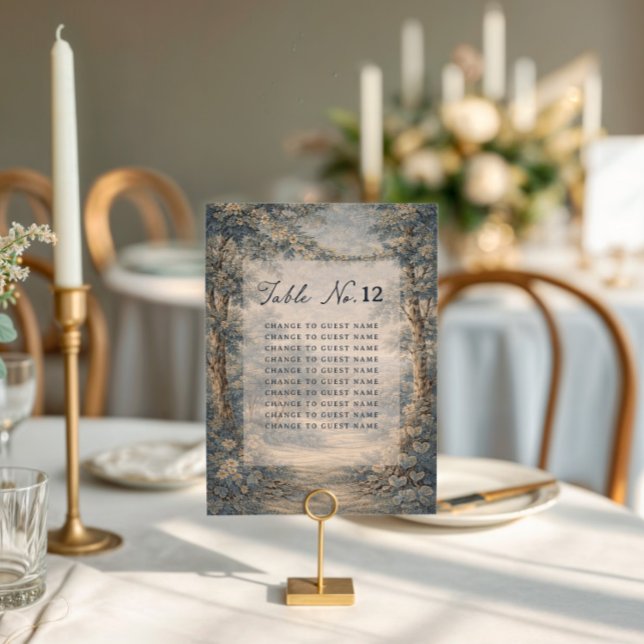 Tapestry Blue Toile wedding table seating chart (Subido por el creador)
